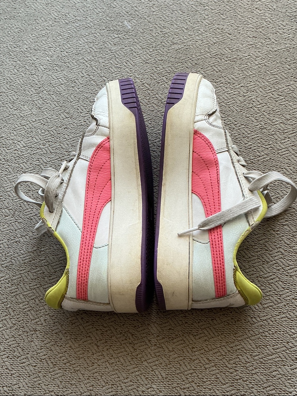 Puma Kids Sneakers in White, Pink, Yellow & Purple